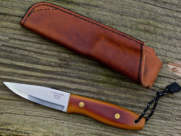 Bison Bushcraft Knife in Rhubarb and Custard Micarta and RWL34 Stainless Steel