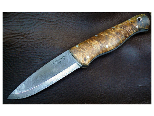 Forester Knife with California Buckeye Burl Scales and Damasteel blade