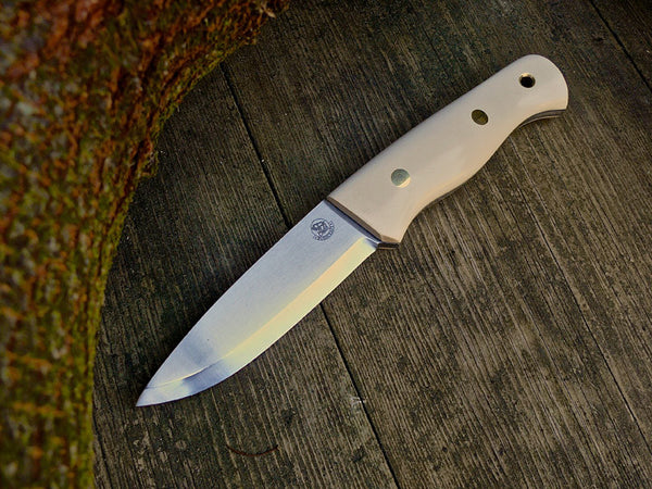 Woodie Knife with Ivory White Micarta Scales