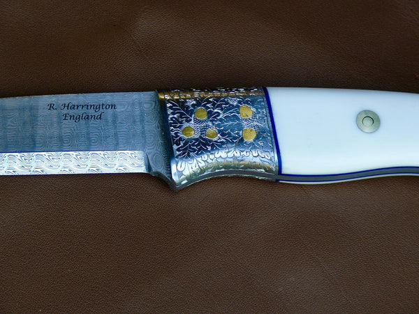 Woodie Knife with engraved and gold inlayed bolsters
