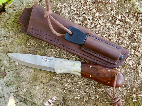 Woodcraft Knife Elm Burl &; Antler Bolsters
