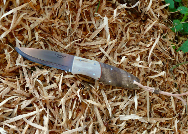 Bison Bushcraft Knife Yu-Shoku: V-Toku2 Carbon Steel Clad with Mokume , DPS San Mai