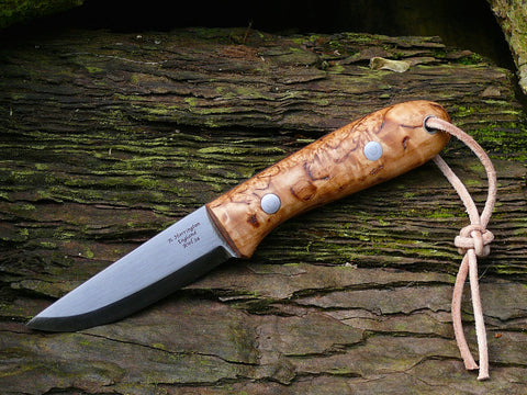 Woodcraft Knife in RWL34 and stabilsed Curly Birch handle Scales